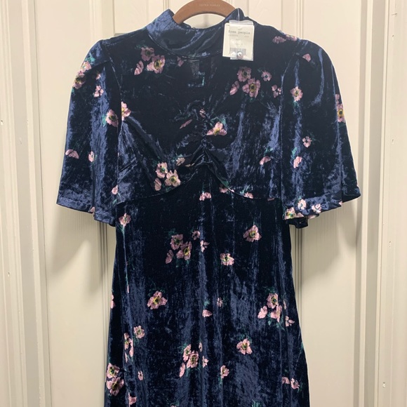 Free People My Baby Navy Velvet Dress - Picture 2 of 7
